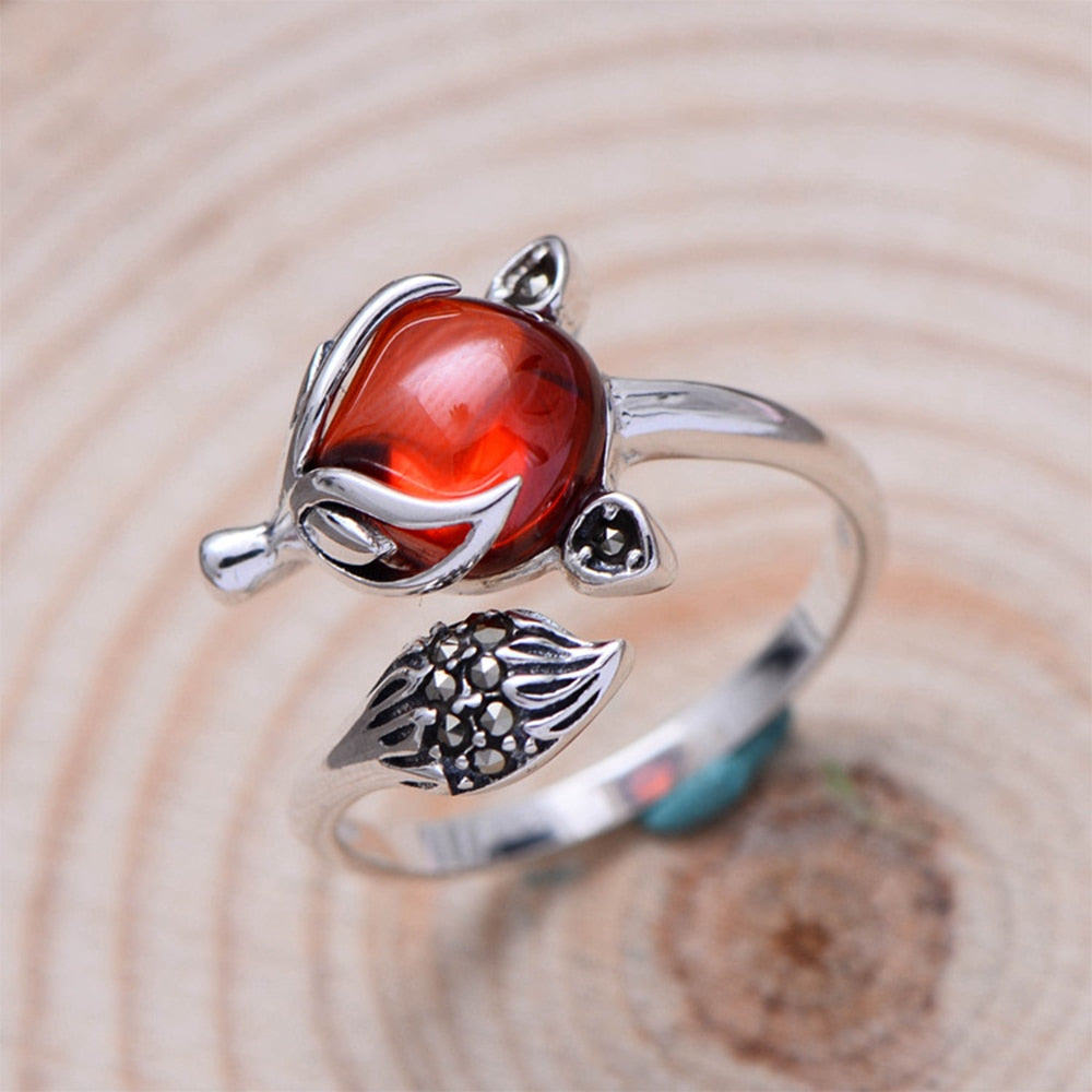 Garnet Ring Cute Fox